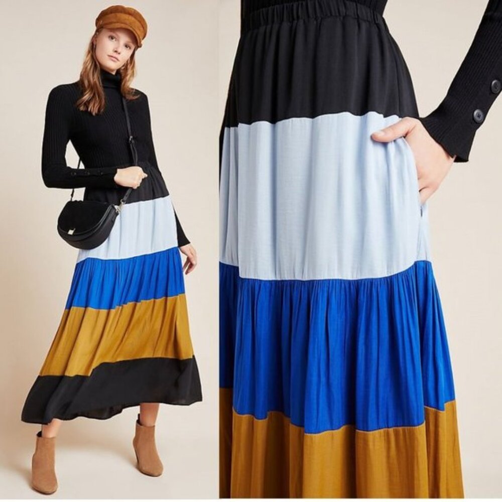 Anthropologie Dolan Freja Multicolor Tiered Maxi Skirt Large